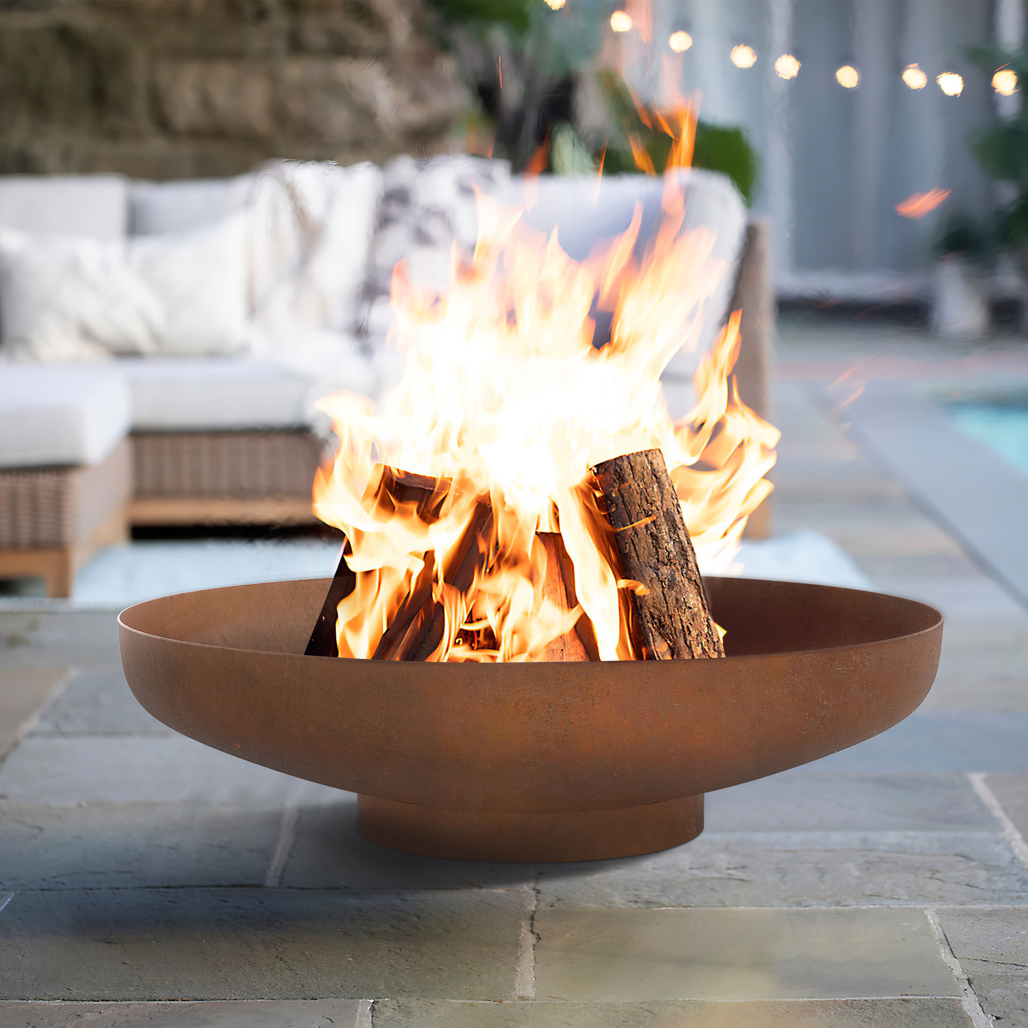 Corten steel round fire pit bbq metal fire pit wood burning steel firepit bowl