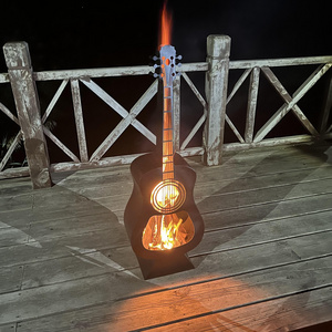 Family Party Warming Stove Metal Guitar Fireplace Wood Burning Corten Steel  Fire Pit