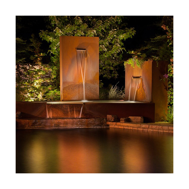 New trend oriental corten steel pond wall waterfall for garden