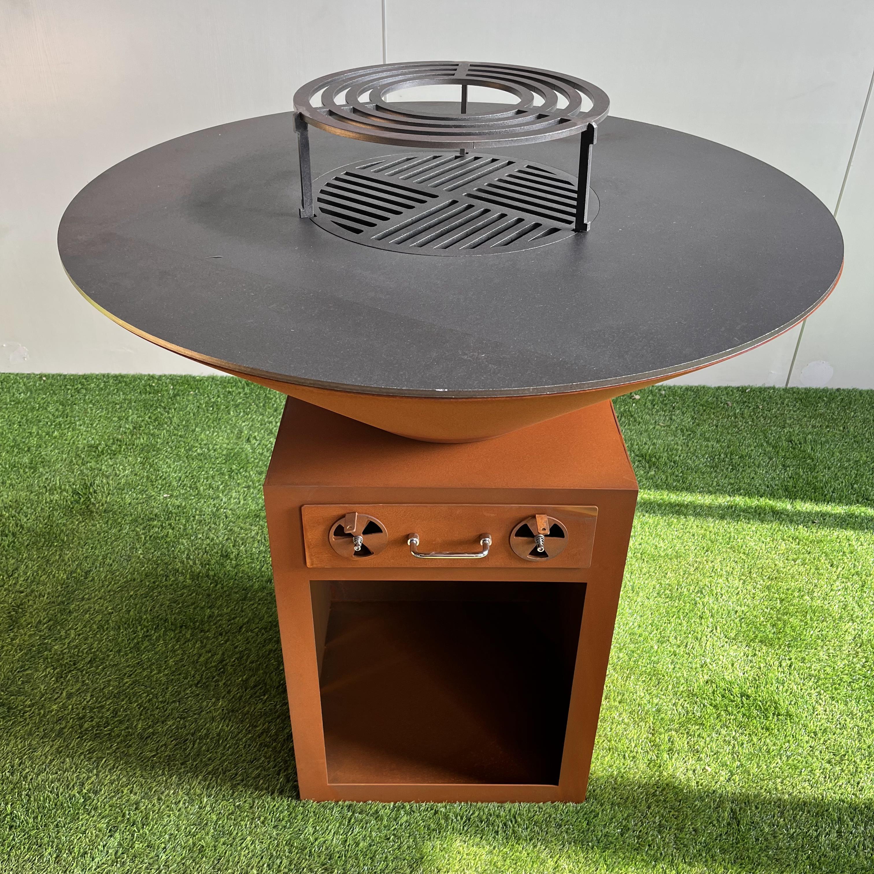 Garden Grill Corten Steel Grill Outdoor Camping Bbq Fire Pit Charcoal Grill