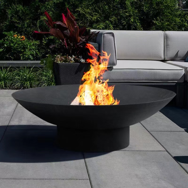 80cm wood burning fire bowl outdoor garden rust corten steel fire pit