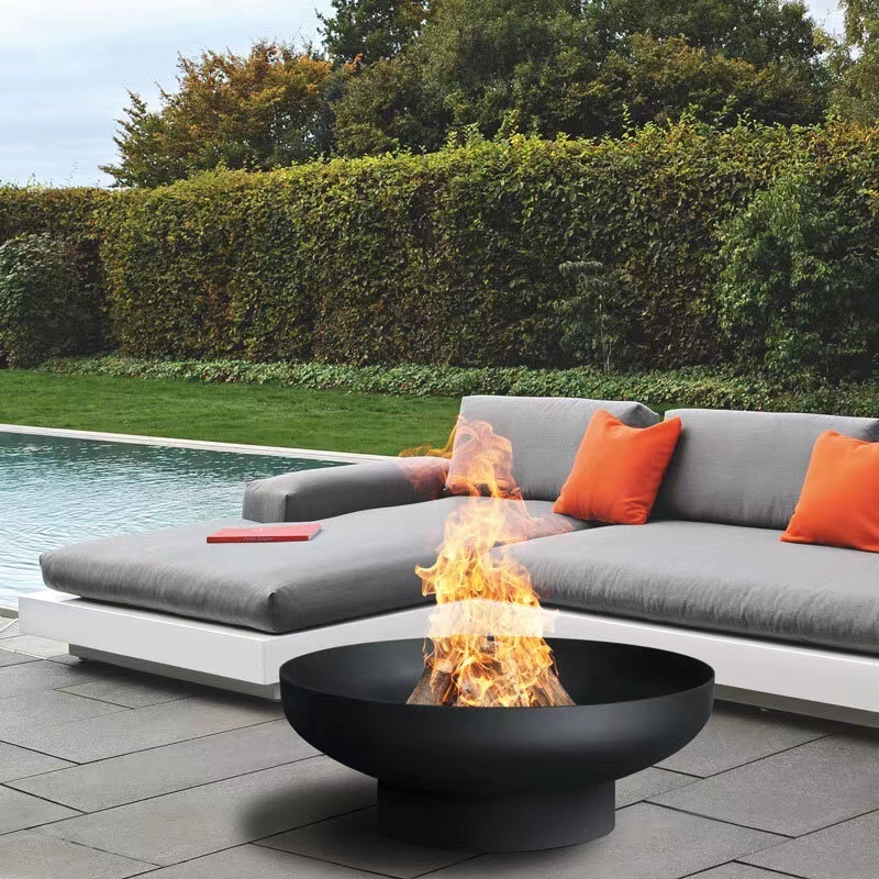 80cm wood burning fire bowl outdoor garden rust corten steel fire pit