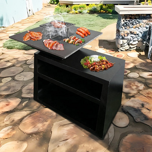 Outdoor Party Wood Burning Black Large Corten Steel bbq Grill