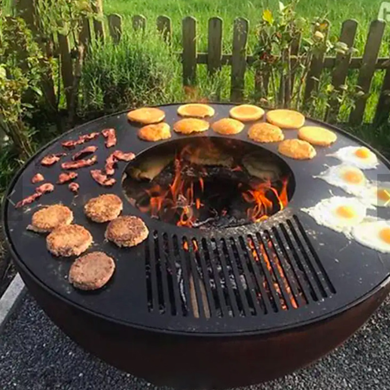 Outdoor BBQ  grill assembly Metal Fire Pit Corten Steel