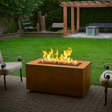 Natural rusted Rectangle Patio corten steel gas fire pit table