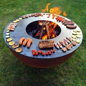 Outdoor BBQ  grill assembly Metal Fire Pit Corten Steel