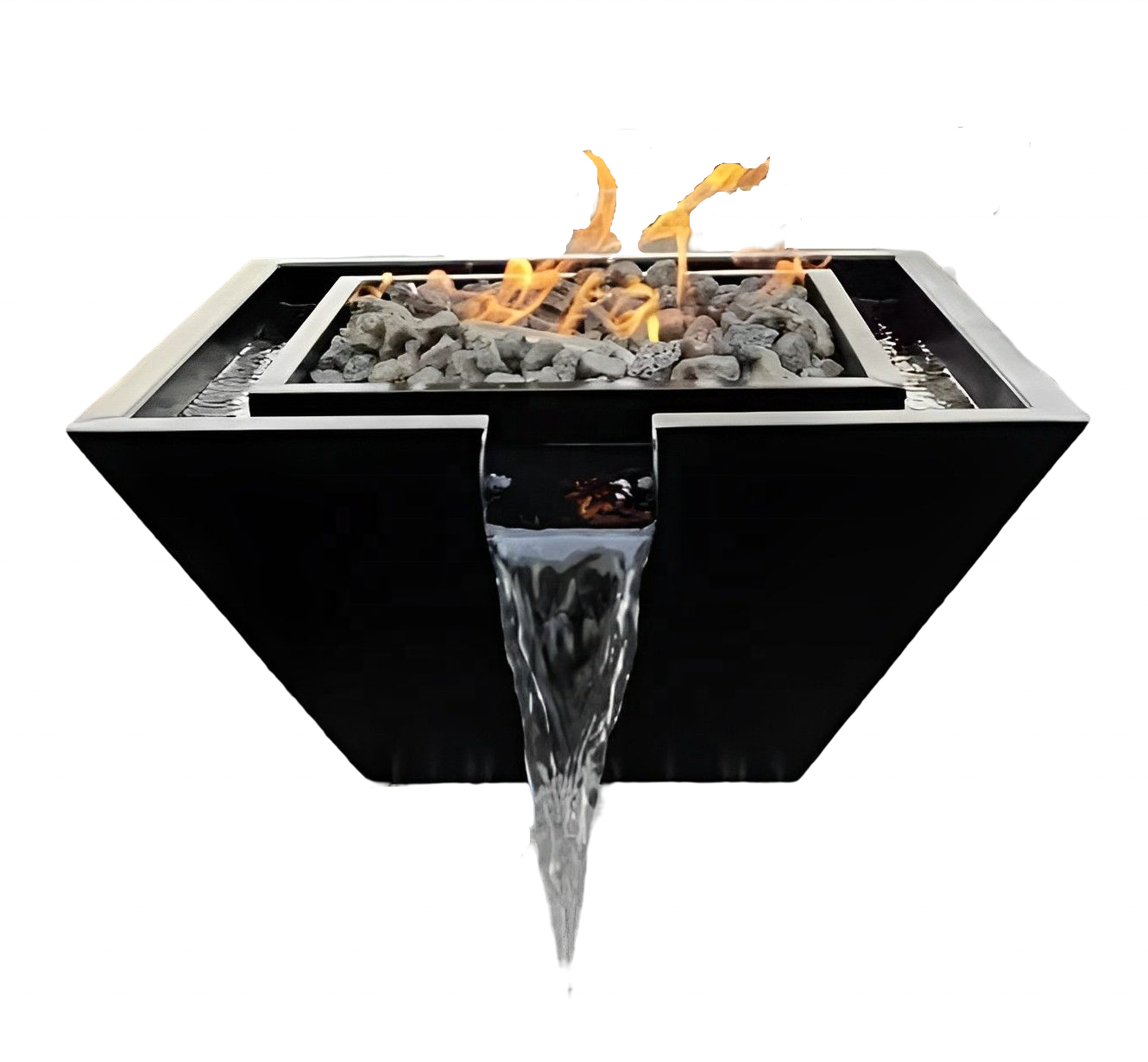 New Style Garden Backyard Gas Brazier Water Feature Square Corten Steel Fire Pit Water Bowl