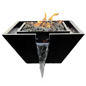 New Style Garden Backyard Gas Brazier Water Feature Square Corten Steel Fire Pit Water Bowl