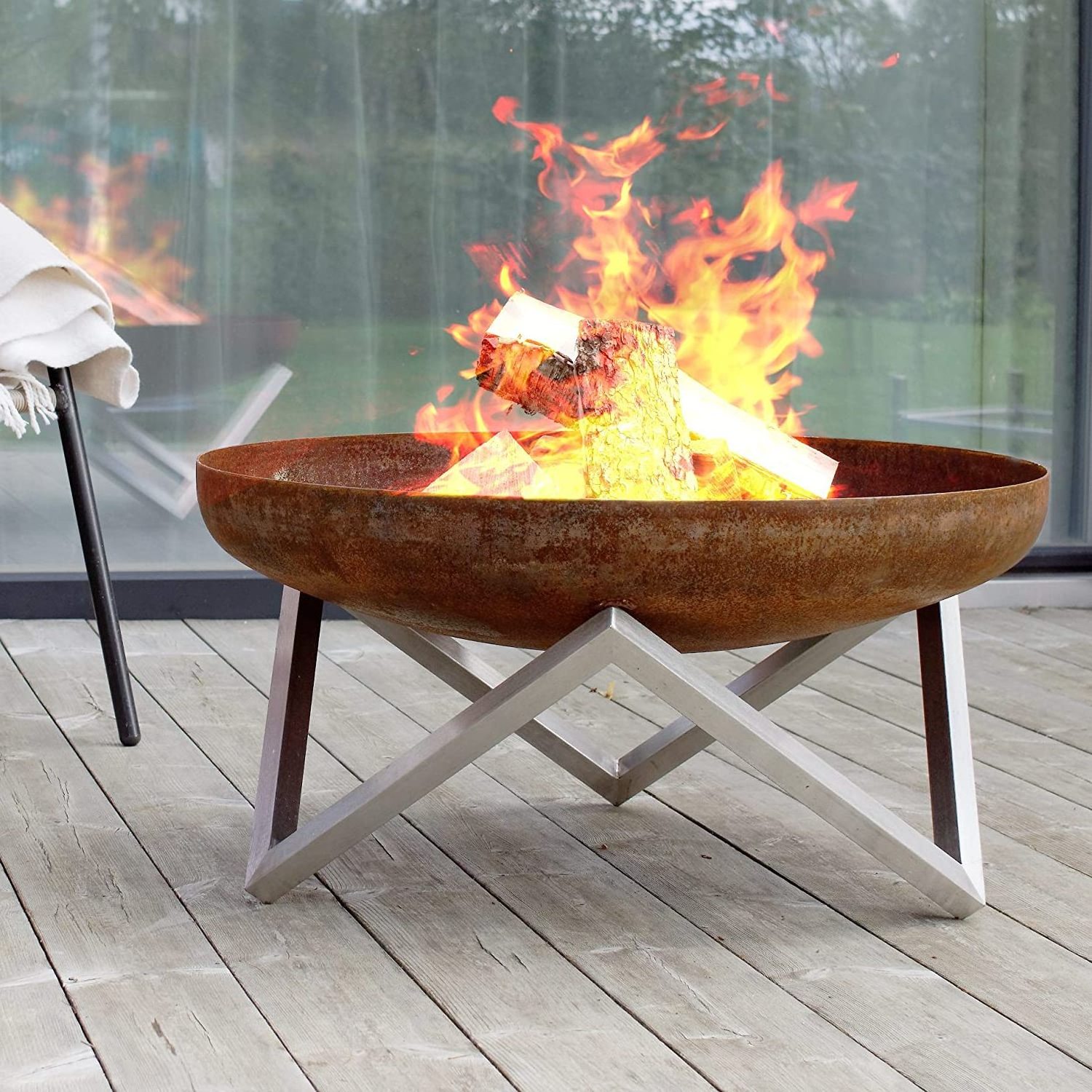 Cheap and durable round wood fire pits