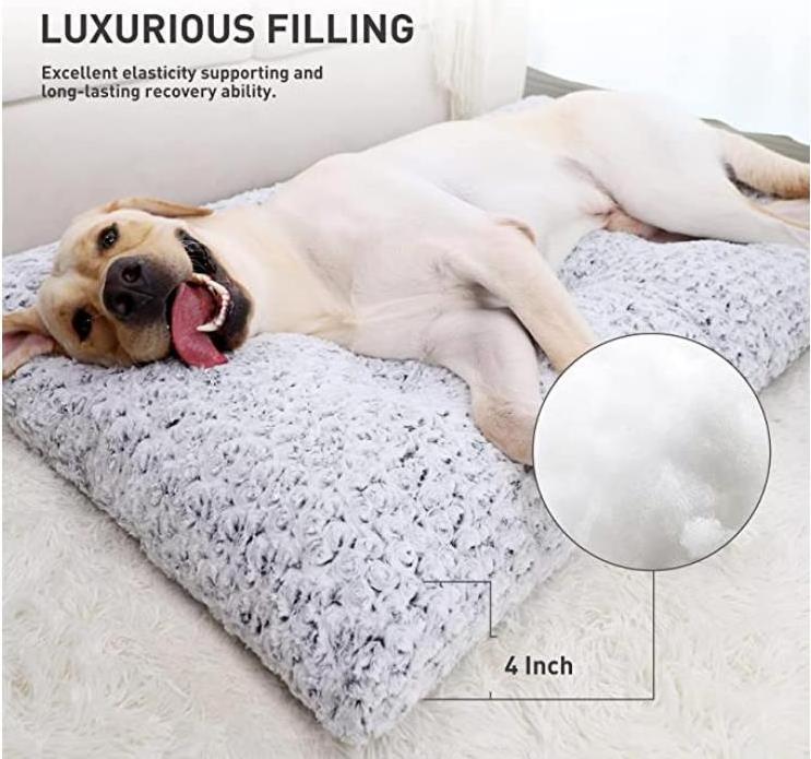 Washable Dog Bed Deluxe Plush Dog Crate Beds Fluffy Comfy Kennel Pad Anti-Slip Pet Sleeping Mat for Large, Jumbo, Medium, Small