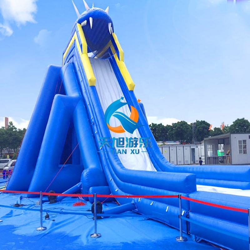 Customized 15m Tall Amusement Giant Bounce House Climbing Park Inflatable Beach Ocean Theme Water Slide