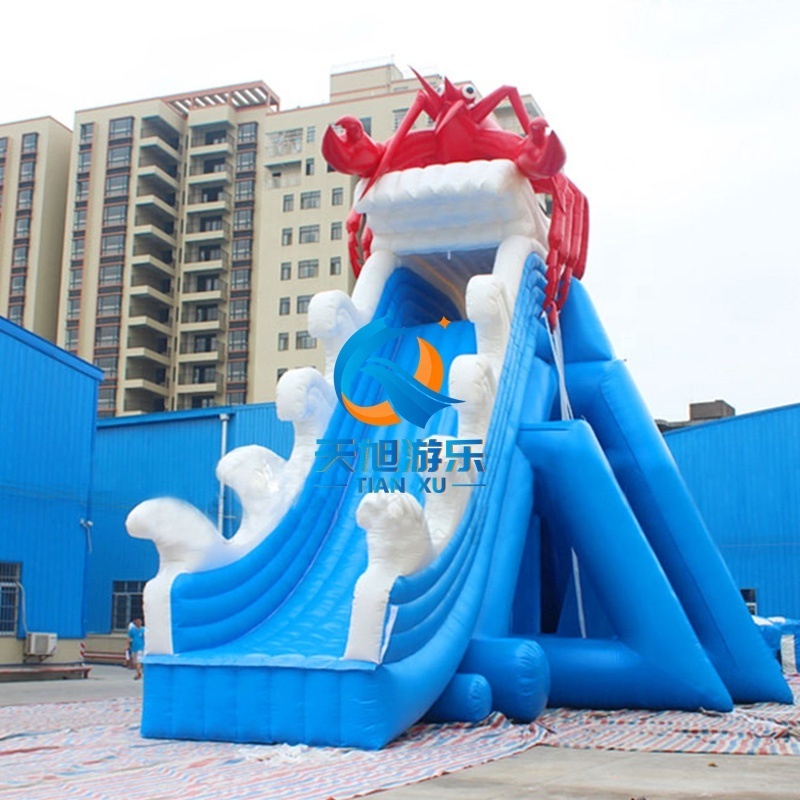 Customized 15m Tall Amusement Giant Bounce House Climbing Park Inflatable Beach Ocean Theme Water Slide