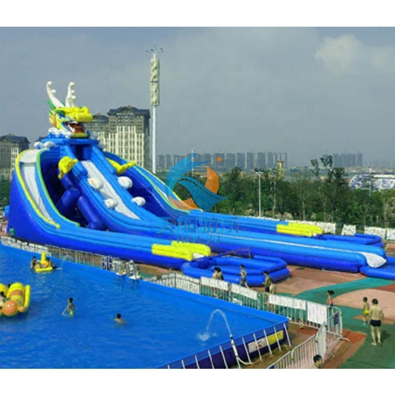 Customized 15m Tall Amusement Giant Bounce House Climbing Park Inflatable Beach Ocean Theme Water Slide