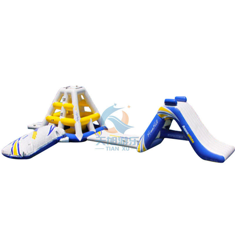 Pyramid Rock Climbing Floating Water Toy Park Games Motorized Pool Toys Tower Inflatable Slide