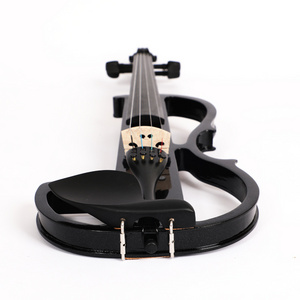 Low price solid wood black 3 4 electric violin 4/4 with Brazilwood bow