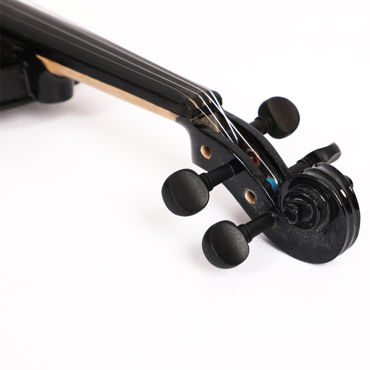 Low price solid wood black 3 4 electric violin 4/4 with Brazilwood bow