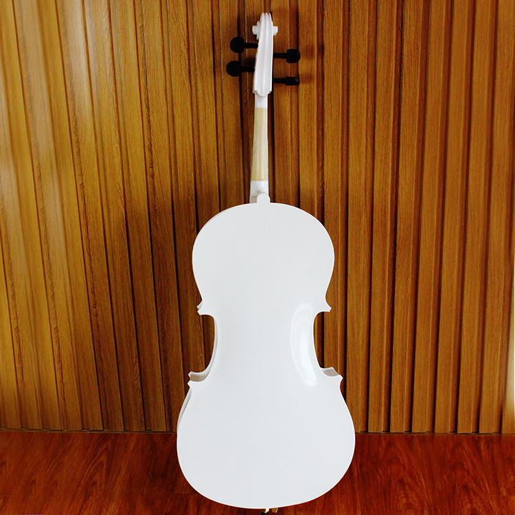 String Instrument Outfit Gloss Colorful White Plywood Cello With Accessories Case