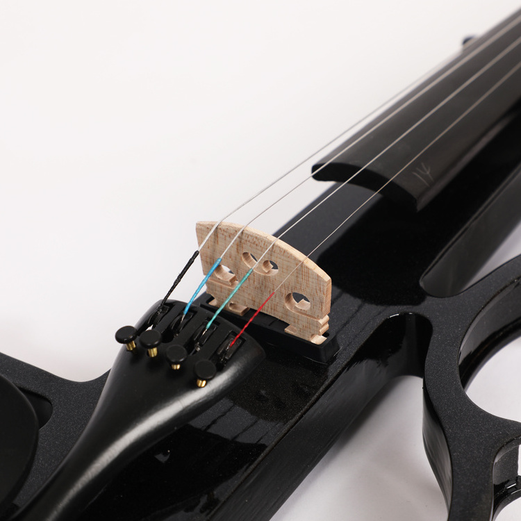 Low price solid wood black 3 4 electric violin 4/4 with Brazilwood bow