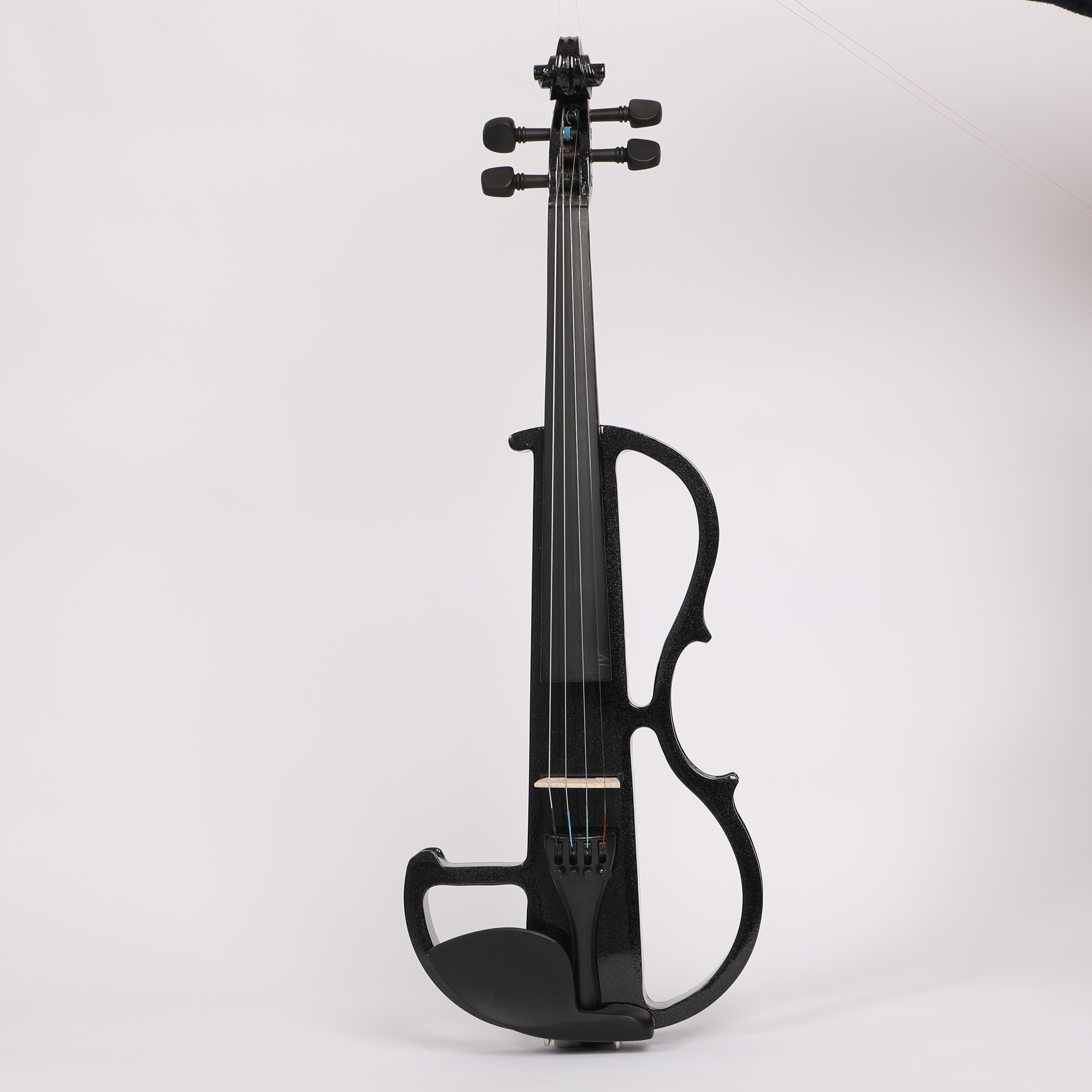 Low price solid wood black 3 4 electric violin 4/4 with Brazilwood bow