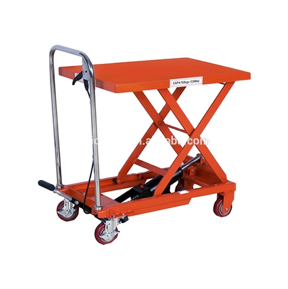 Advanced technology hydraulic scissor lift table/lifting platform manual lifter with wheels in lift tables