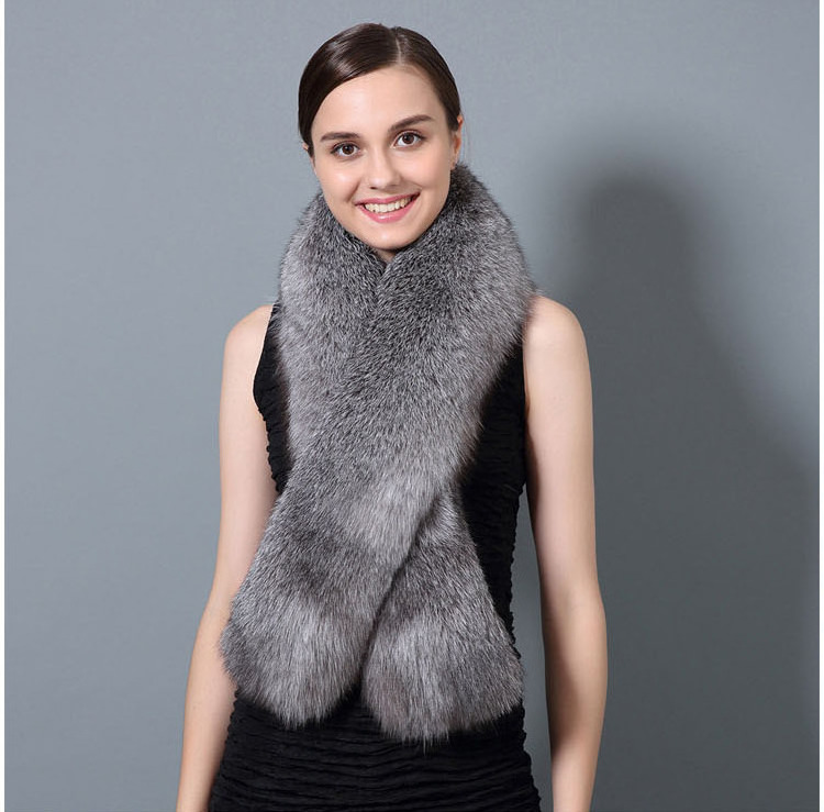 Hot Sale Real Red Fox Fur Scarf Winter Warm Genuine Silver Fox Fur Shawls Collar Long plush Wrap Women