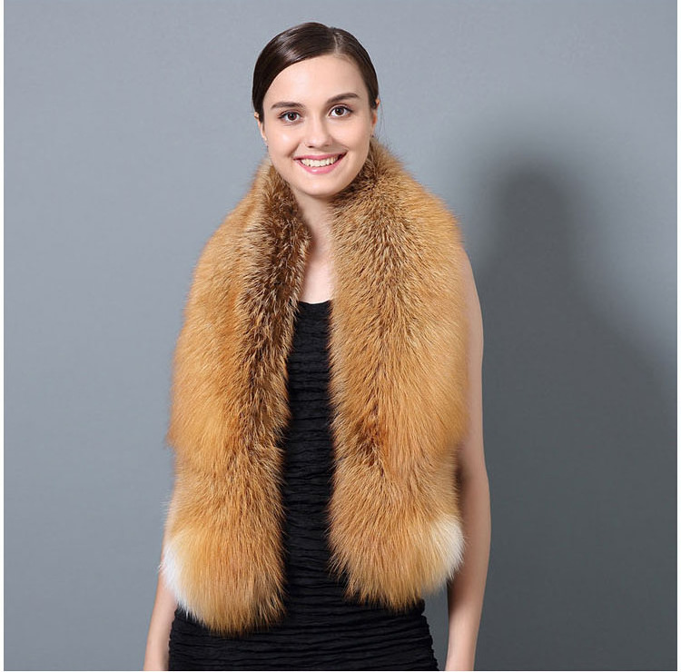 Hot Sale Real Red Fox Fur Scarf Winter Warm Genuine Silver Fox Fur Shawls Collar Long plush Wrap Women