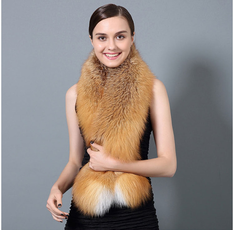 Hot Sale Real Red Fox Fur Scarf Winter Warm Genuine Silver Fox Fur Shawls Collar Long plush Wrap Women