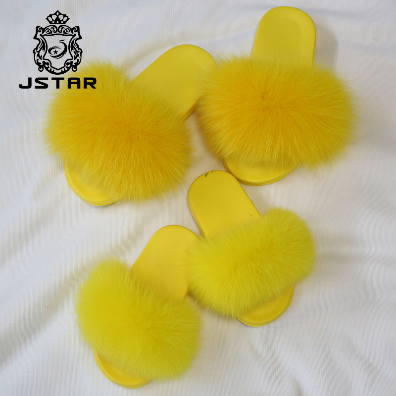 Zhejiang wholesale fur products kids fur slippers kids slide sandals