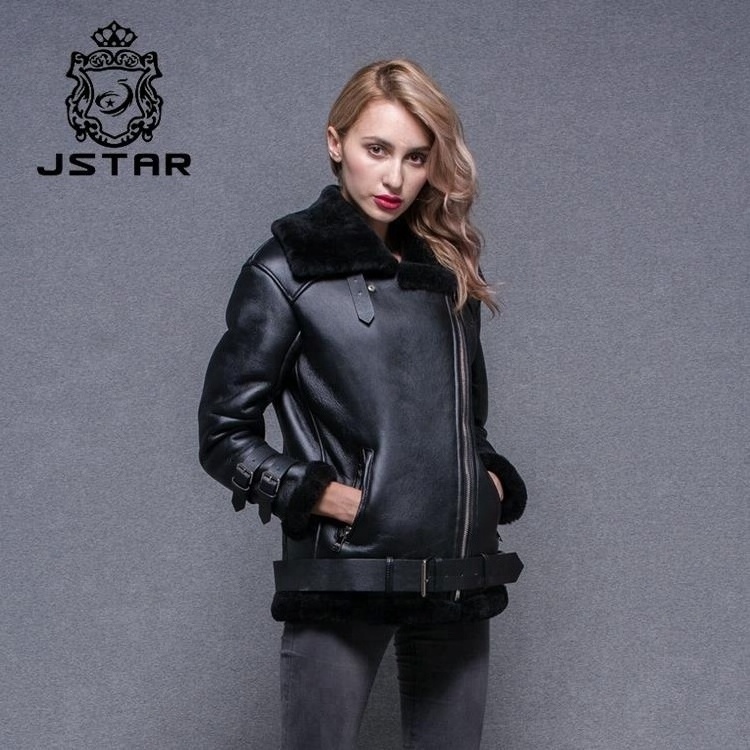 Hot Sale Winter Leather Lamb Lining Fur Overcoat Jacket