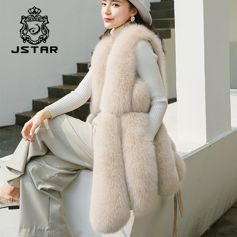 New Fashion Sleeveless  Outerwear Natural Fox Fur Gilet Waistcoat  Lady Long Real Fox Fur Vest