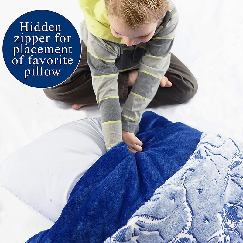 Luminescent Blue Glow In The Night Sleeping Blanket Pad Plush Glowing T-Rex Nap Mat Kids Children Animal Sleeping Bag