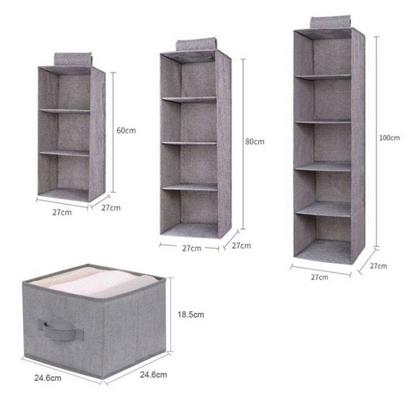 10 Shelf Hanging Clothes Storage Box Collapsible Accessory Shelves Closet Organizer Hanging