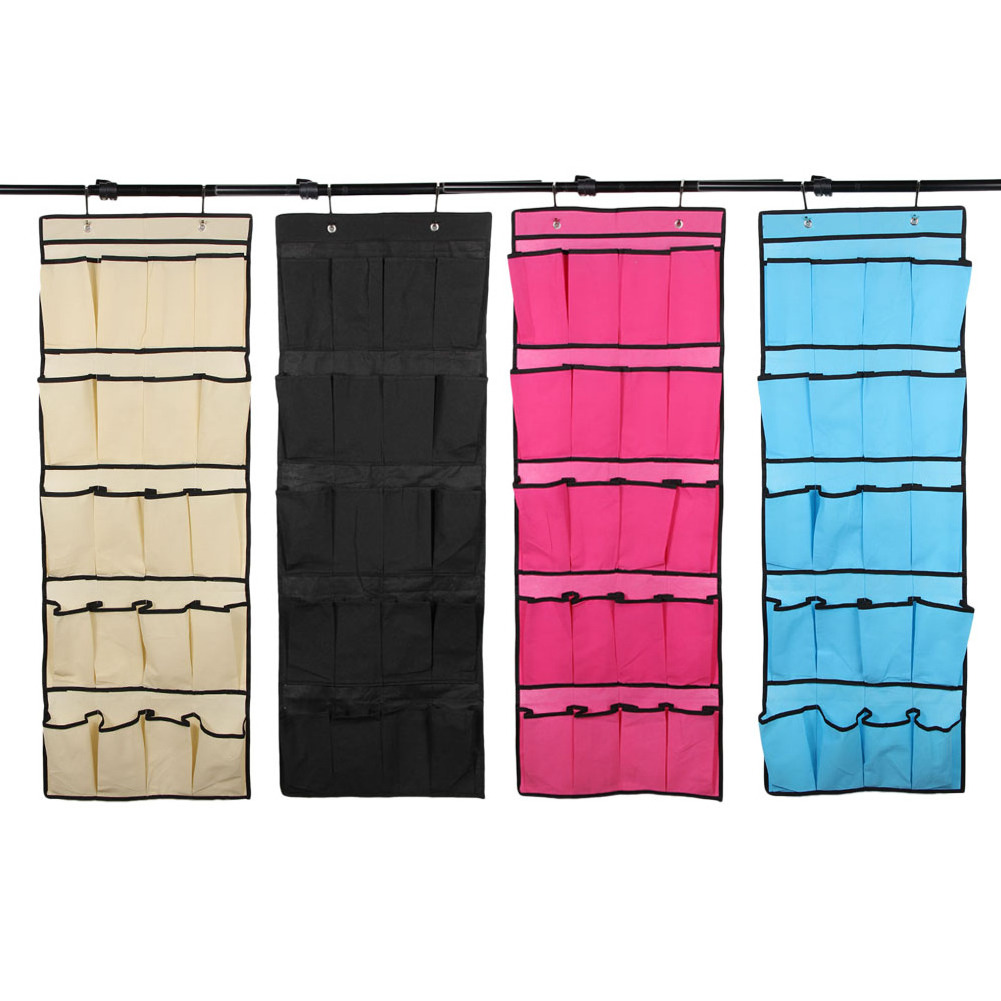 China Supplier Non woven Overdoor Hang 24 Pockets Shoe Storage Mesh Pocket Organizer Hang Bags