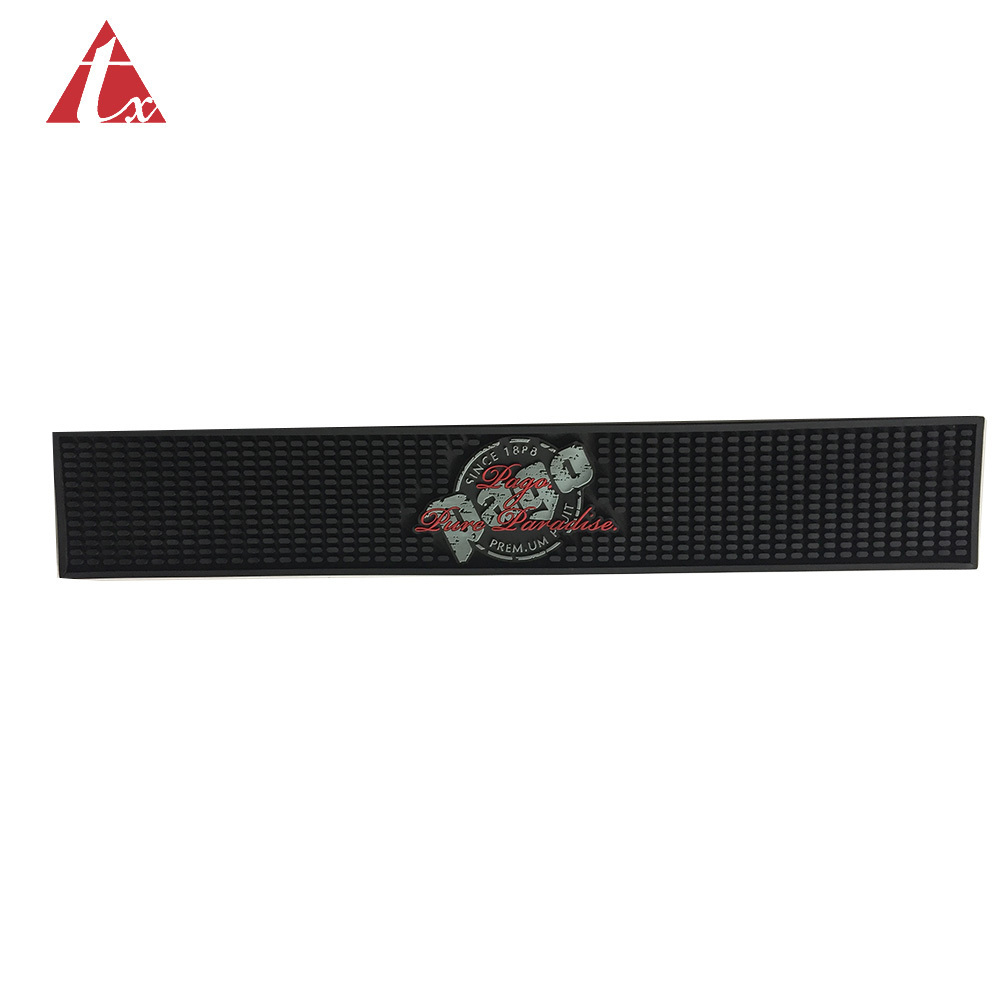 2024 Hot Selling Online Customized Logo Black Rubber Bar Mat Mini Cocktail Mat Drip Mat