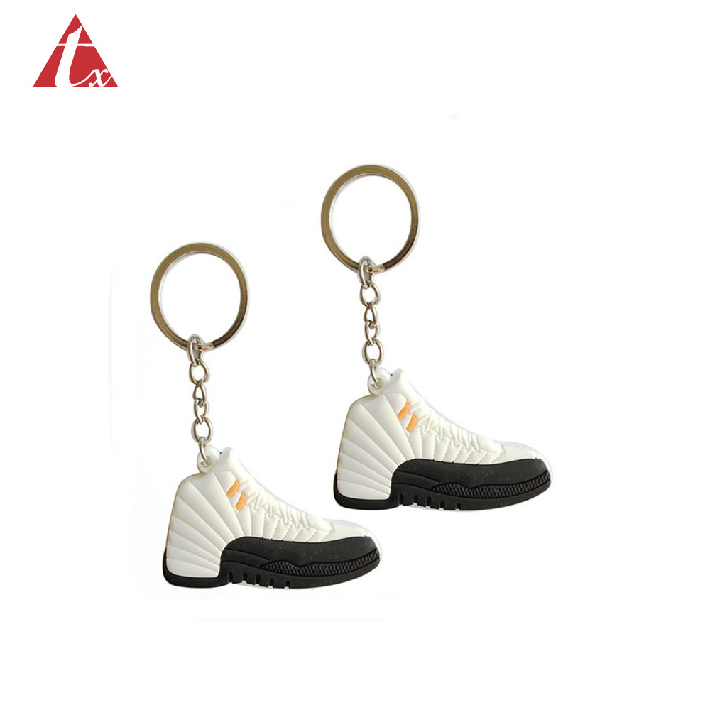 Factory direct sale soft custom Mini Soccer Running Dutch shoes shape pvc rubber 3d sneaker shoe keychain