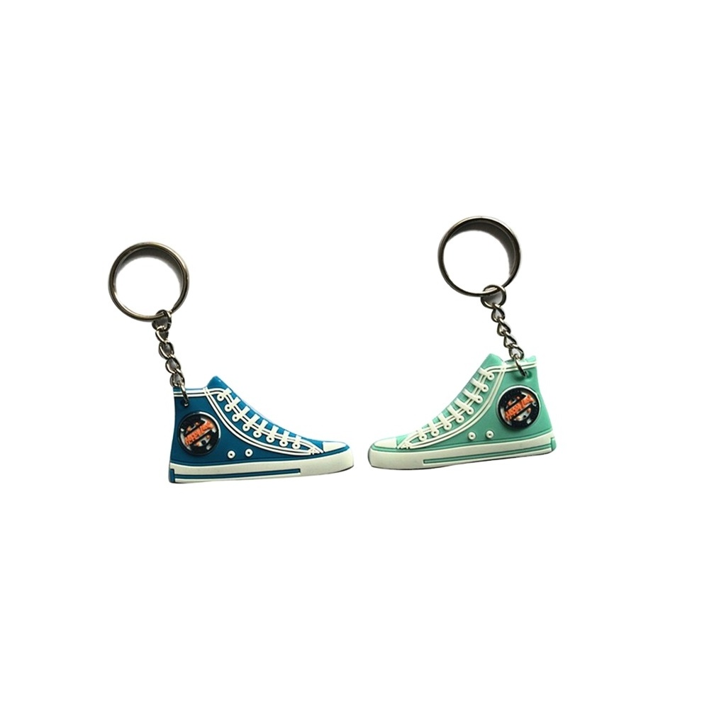 Factory custom mini pvc sneaker plastic 3d keychains soft pvc keychain sneakers rubber shoe 3d mini sneaker keychain