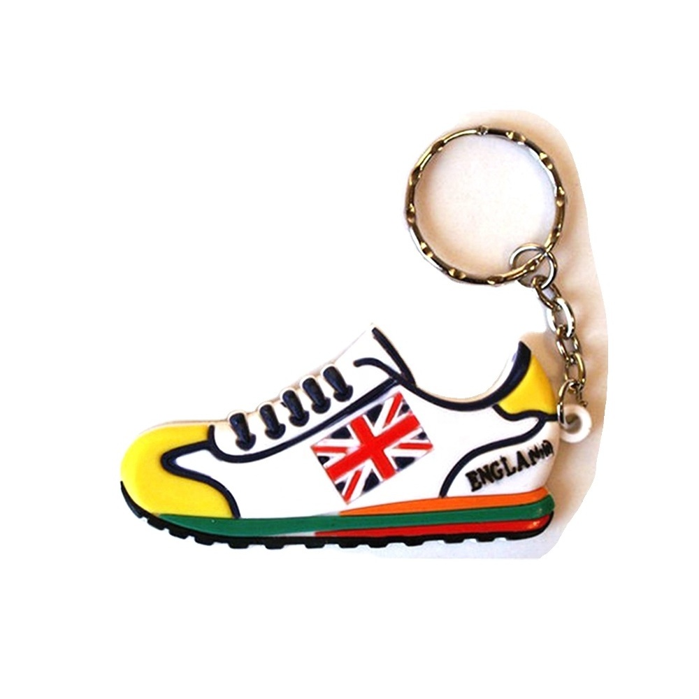 Factory custom mini pvc sneaker plastic 3d keychains soft pvc keychain sneakers rubber shoe 3d mini sneaker keychain