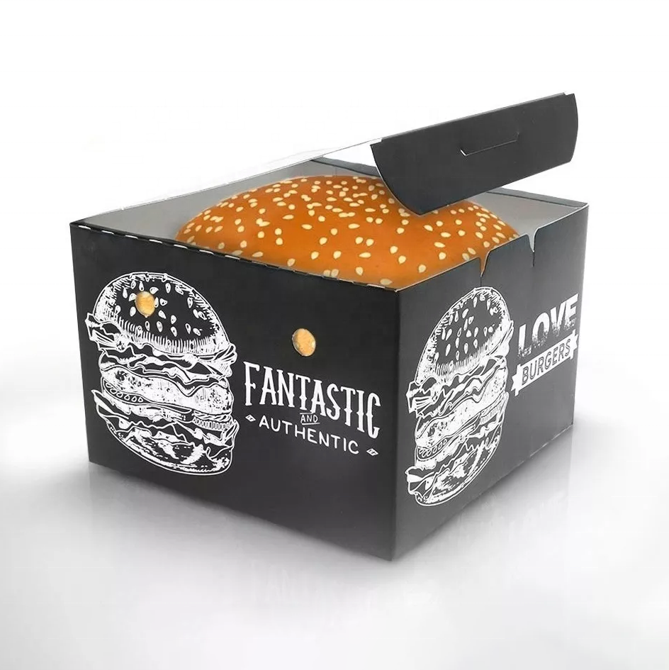 Custom Hamburger Burguer Box Packaging Printed Fashion Fast Food French Fries Packaging Burger Paper Box