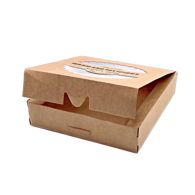 Multi Function Customized Food Grade Kraft Paper Pizza Box With Pvc Window