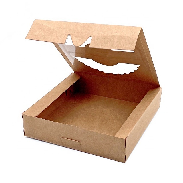 Multi Function Customized Food Grade Kraft Paper Pizza Box With Pvc Window