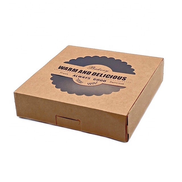 Multi Function Customized Food Grade Kraft Paper Pizza Box With Pvc Window