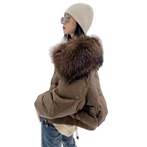 2023 new  Popular Winter hooded real fur women's down coats ladies jackets For Women