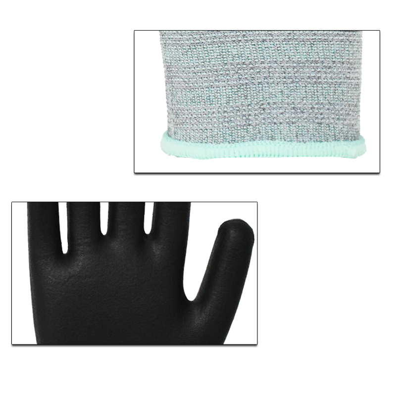 15 gauge high flex elastic knitted coated  gloves good with Grip micro foam with screen touch working