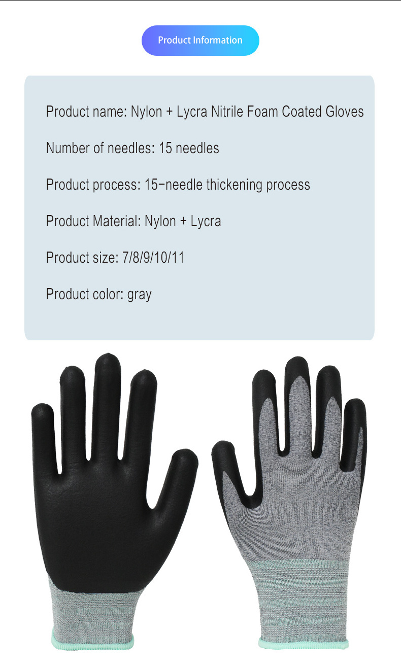 Wholesale High Quality Non Slip Oil Resistant Nitrile Coated Good Grip Anti Slip Safety Work Gloves