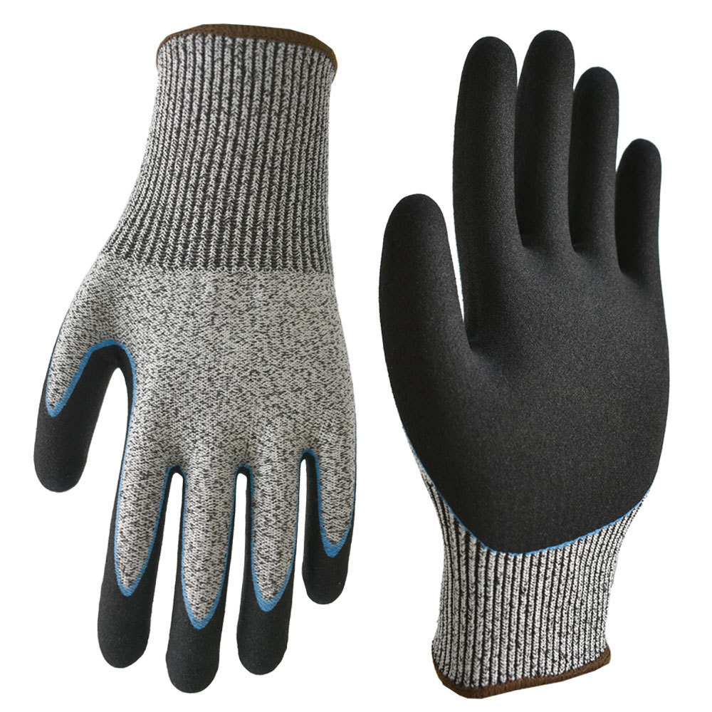 HPPE Nitrile Coated Cut Resistant Safety Work Gloves Level 5 Anti Cut Gloves for Construction