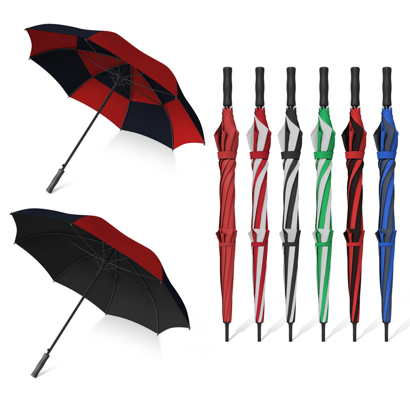 Custom Pongee WindProof Waterproof automatic double layer Straight stick Golf umbrella paraguas sombrillas with logo printing