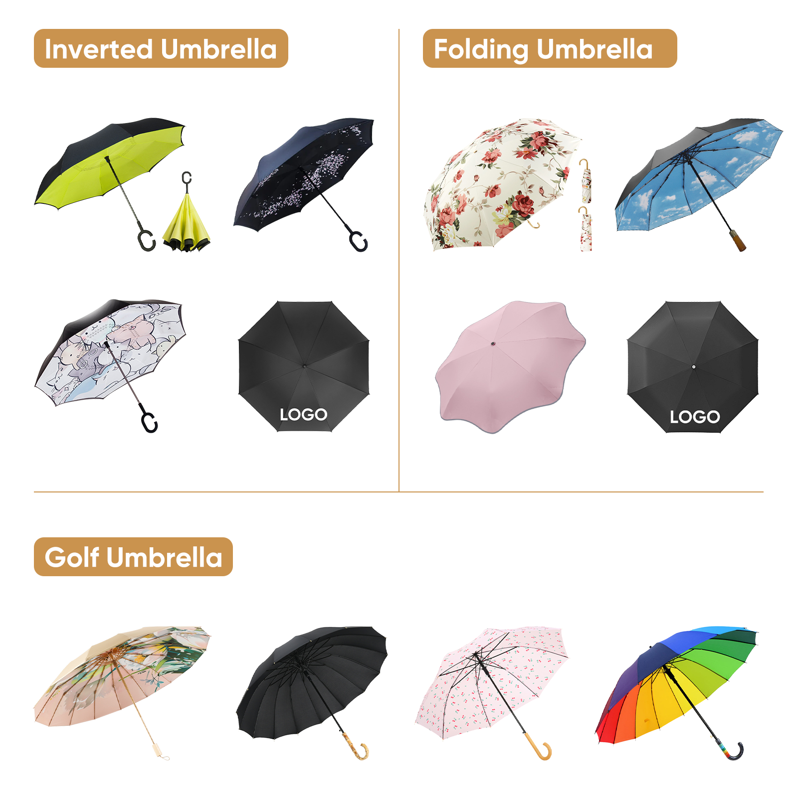 promotional cheap Custom travel fully-automatic double layer Windproof portable uv 3 folding umbrella with logo for rain