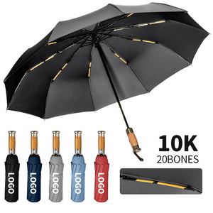 Strong windproof Business 280T 10K Auto sunshade paraguas custom logo three-folding fully automatic advertising umbrella