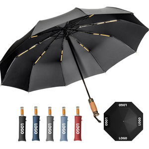 Ultraviolet-proof sunscreen Business Three-folding fully-automatic custom logo three folding windproof pongee umbrella