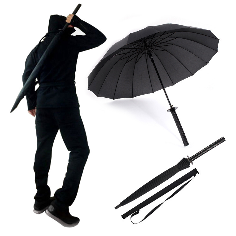 Custom WindProof Semi-automatic Golf Straight stick Japanese samurai long handle sword umbrella paraguas sombrillas